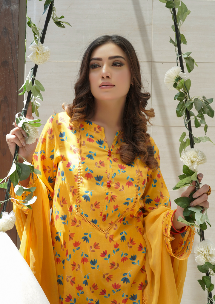 3Pc Digital Print Lawn with Crinkle Chiffon Dupatta PRINT-R24-0007