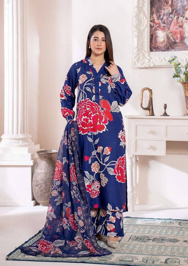 3Pc Printed Arabic Silk Lawn with Chiffon Dupatta Gulmeena-G26-0002