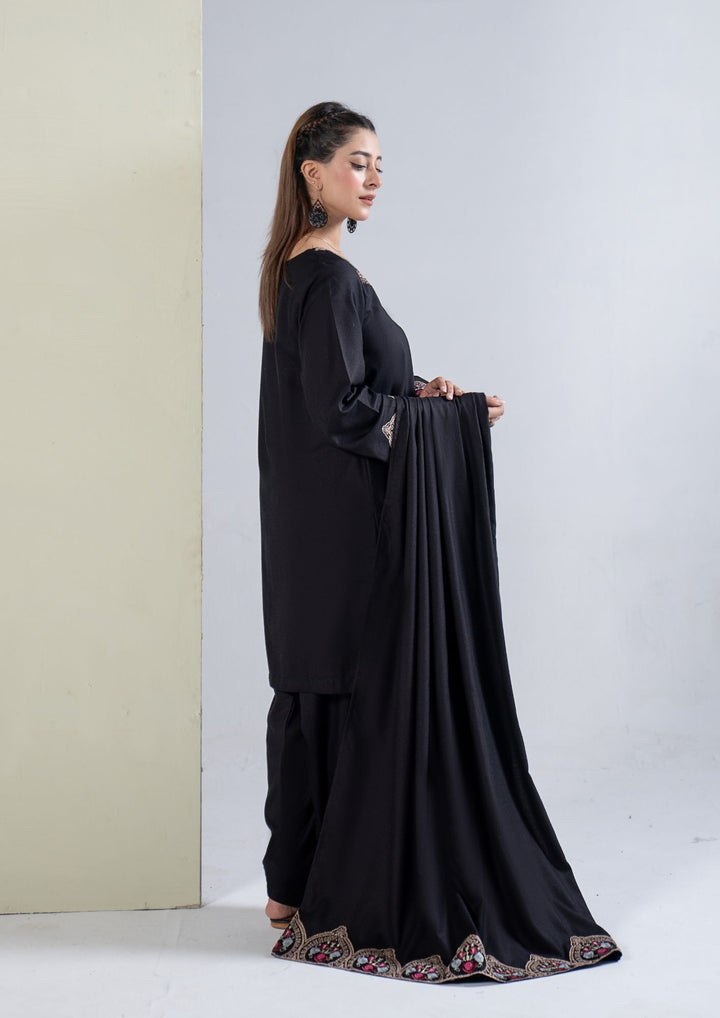 3Pc Embroidered Alpine Karandi Black SAY-W26-0018