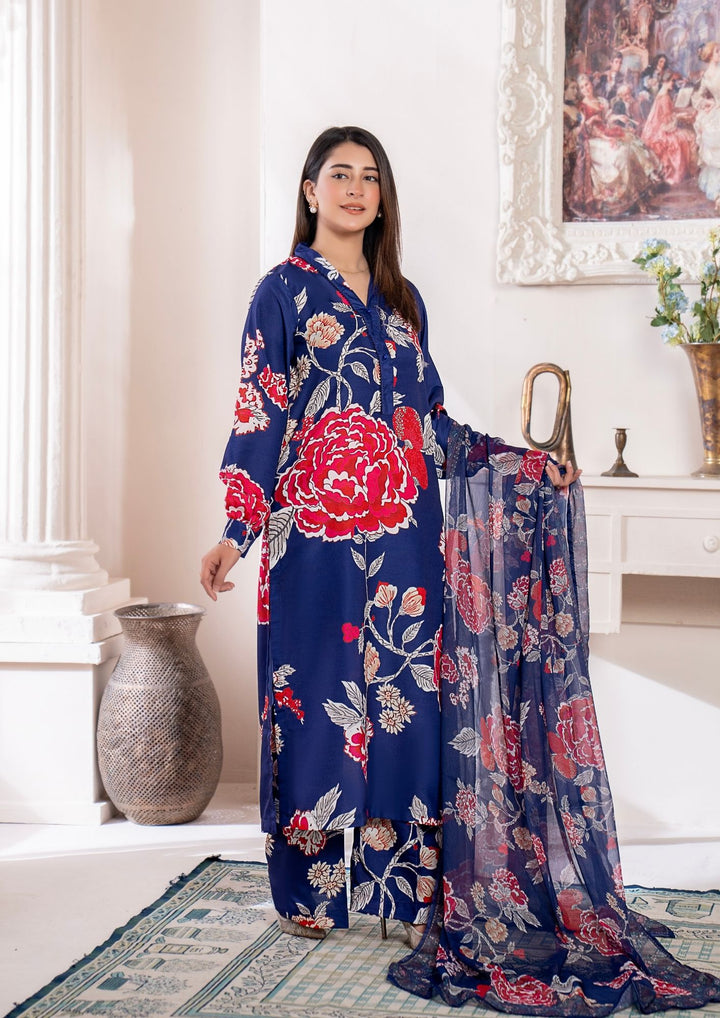 3Pc Printed Arabic Silk Lawn with Chiffon Dupatta Gulmeena-G26-0002