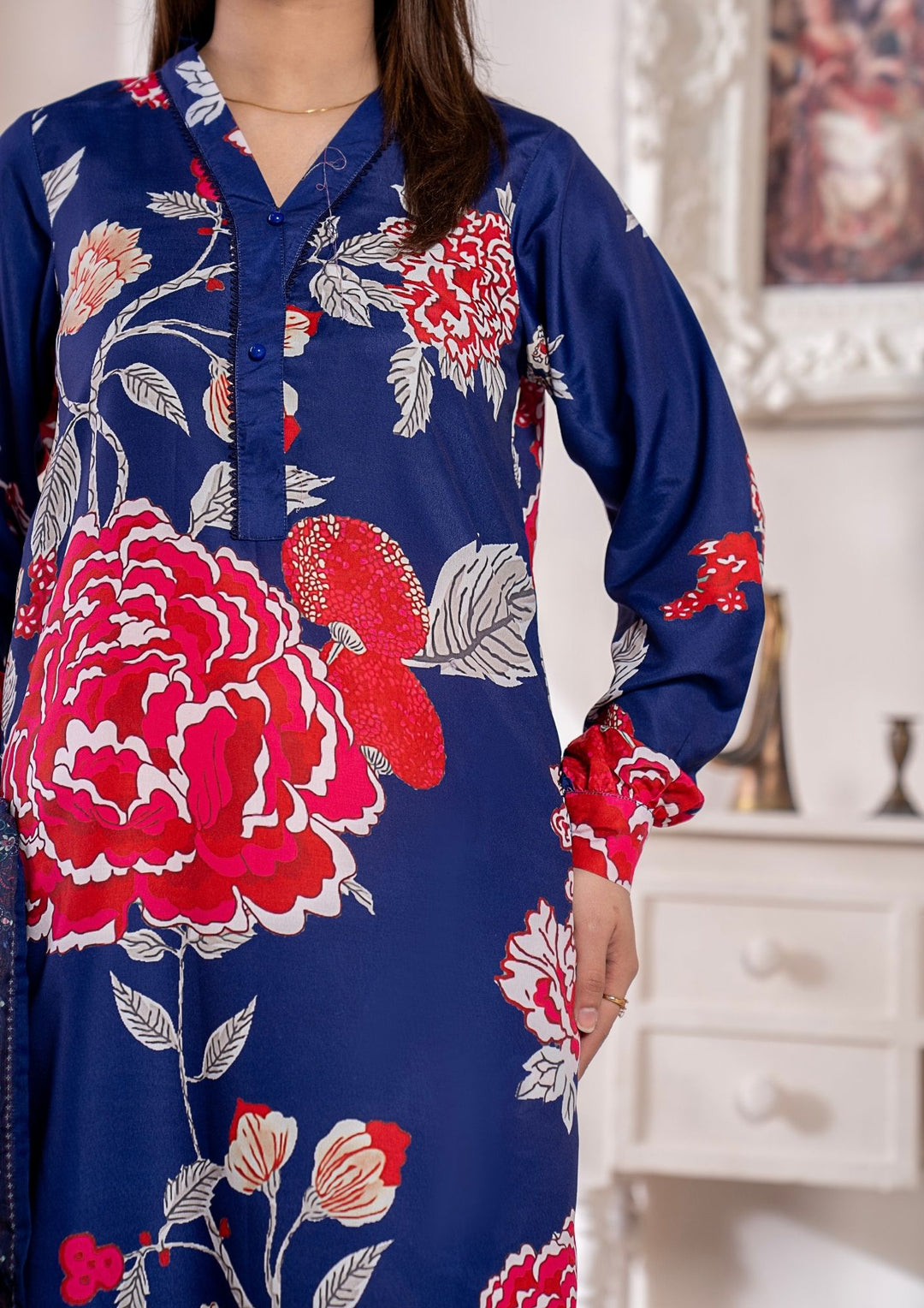 3Pc Printed Arabic Silk Lawn with Chiffon Dupatta Gulmeena-G26-0002