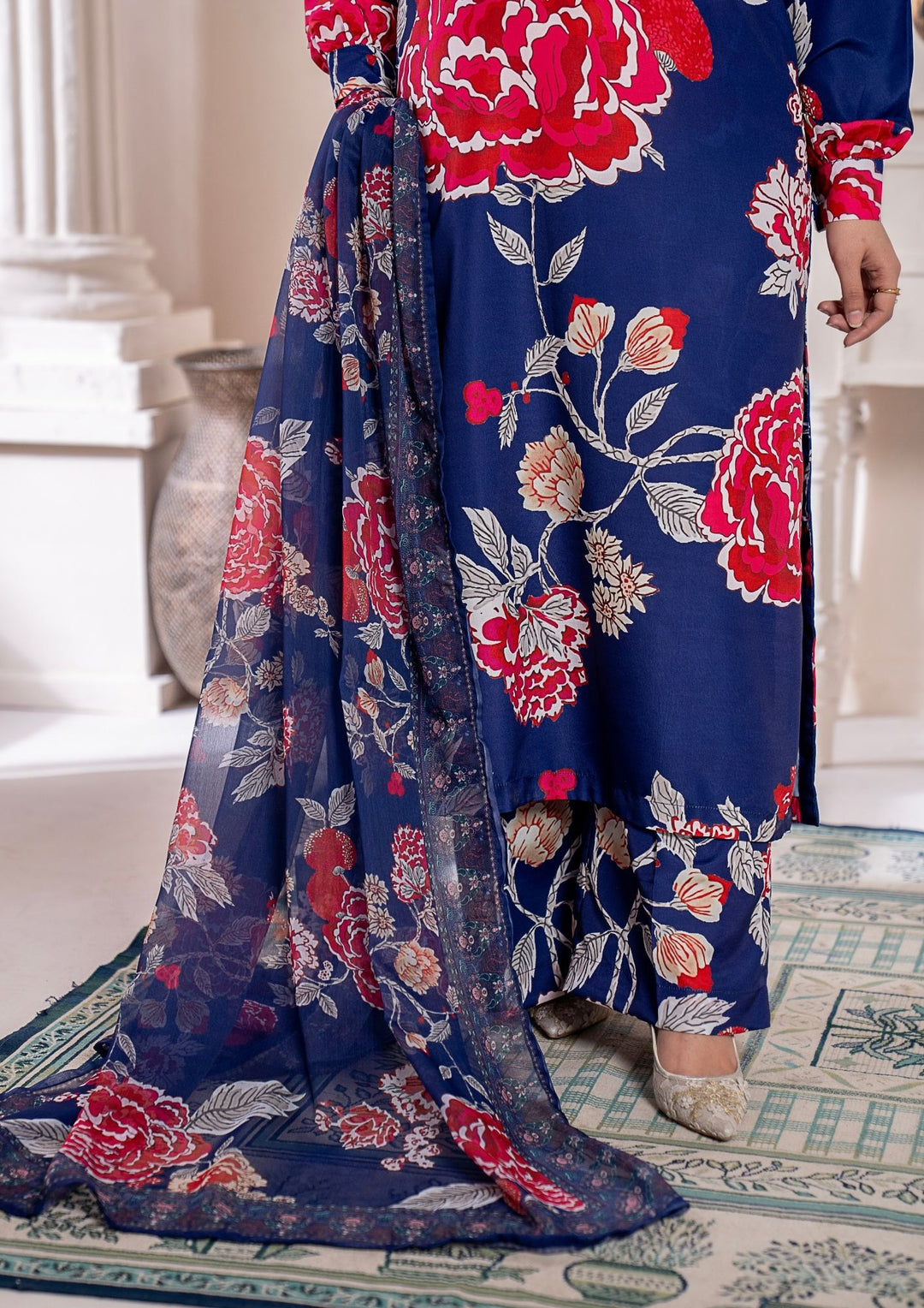 3Pc Printed Arabic Silk Lawn with Chiffon Dupatta Gulmeena-G26-0002