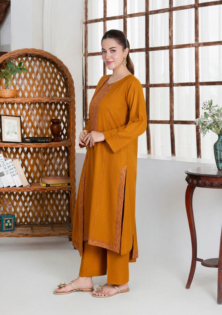 3Pc Embroidered Alpine Wool with Embroidered Border Shawl AML-W25-0017