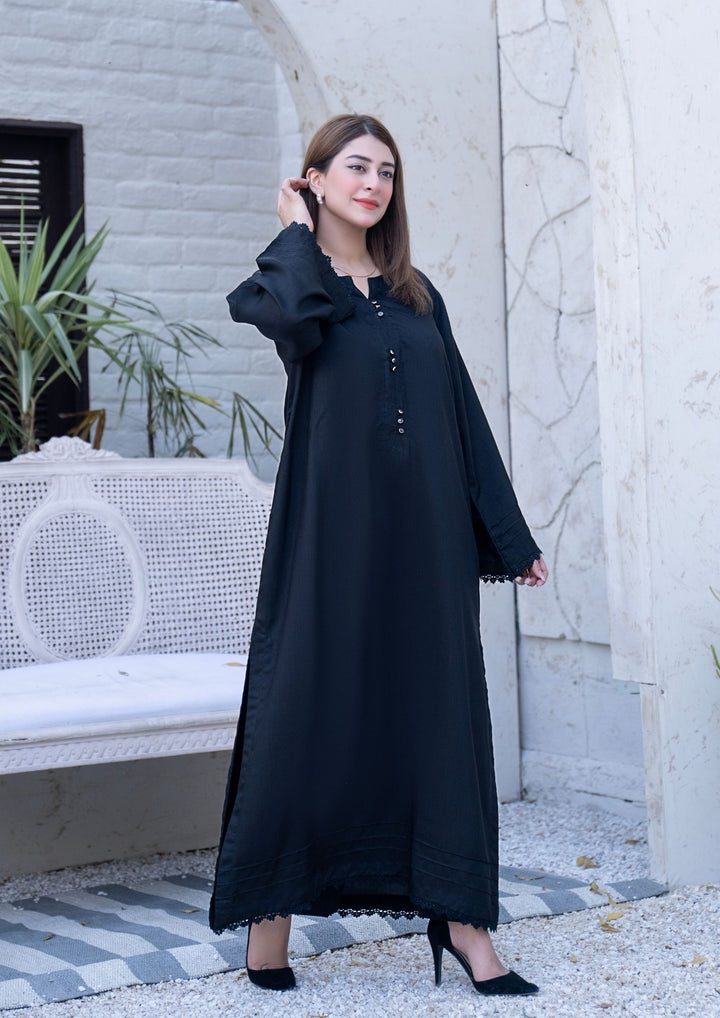 2Pc Silk Viscose Kaftan Black JUPITER-S26-0007