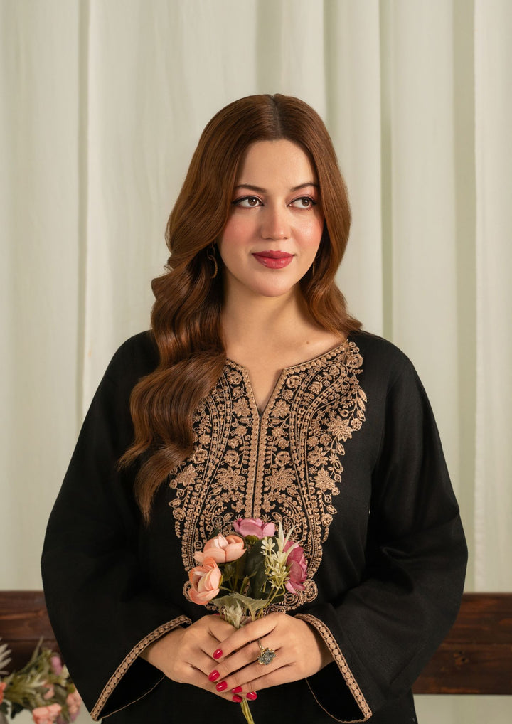 2pc Embroidered Khaddar with Farshi Shalwar Black AML-W25-0052