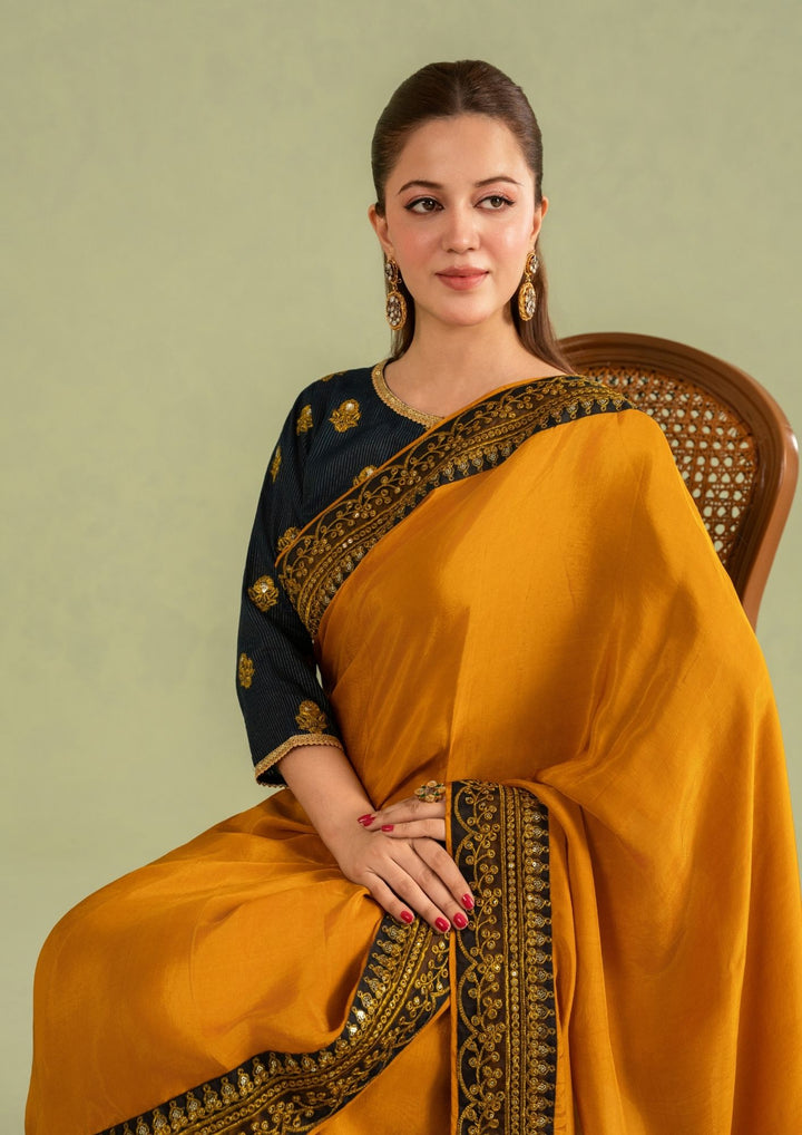 3Pc Super Silk Saree Mustard Gold | LUXE-L25-0007