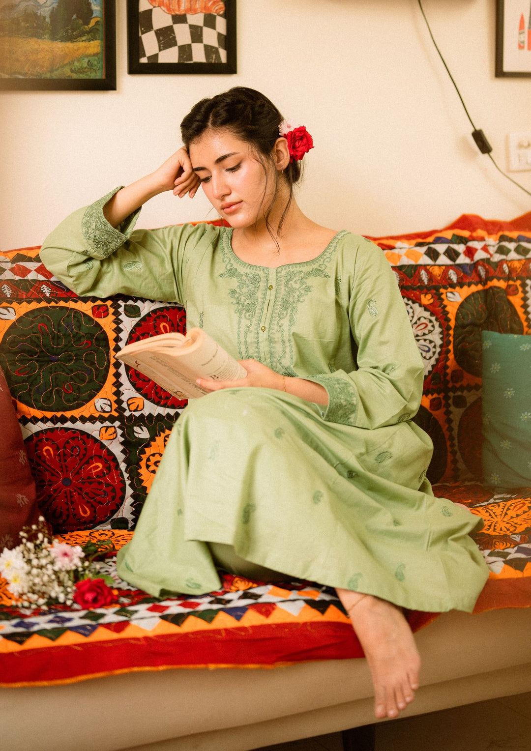 3Pc Pistachio Embroidered Lawn with Chiffon Dupatta RIW-R26-0002