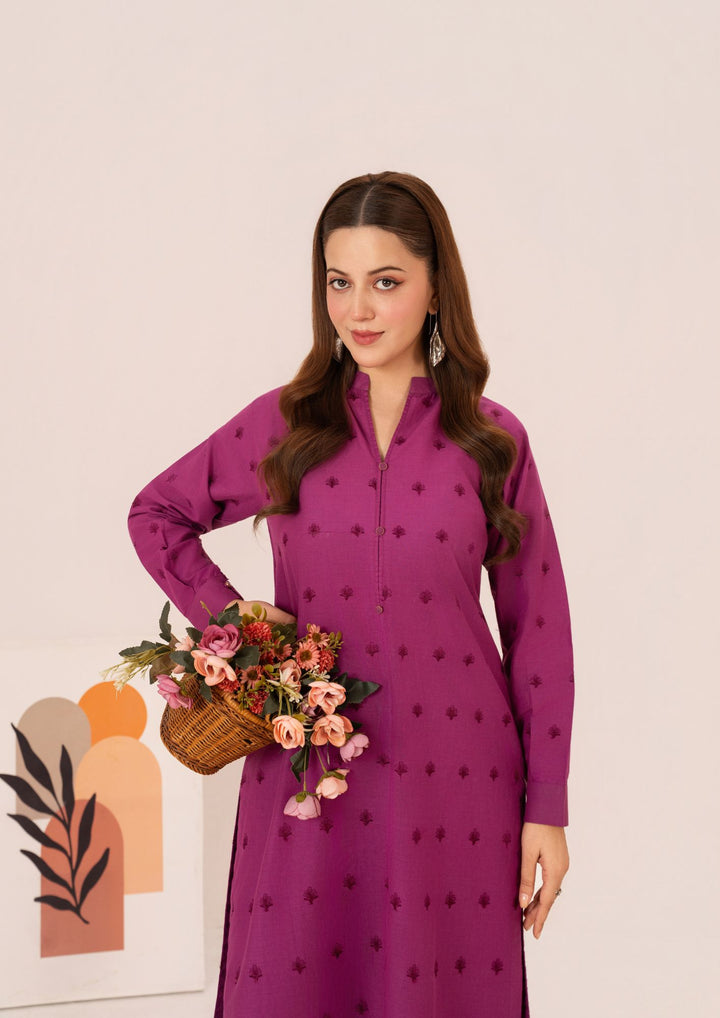 2pc Schiffli Embroidered Cambric Magenta Set Rozana-W25-0027