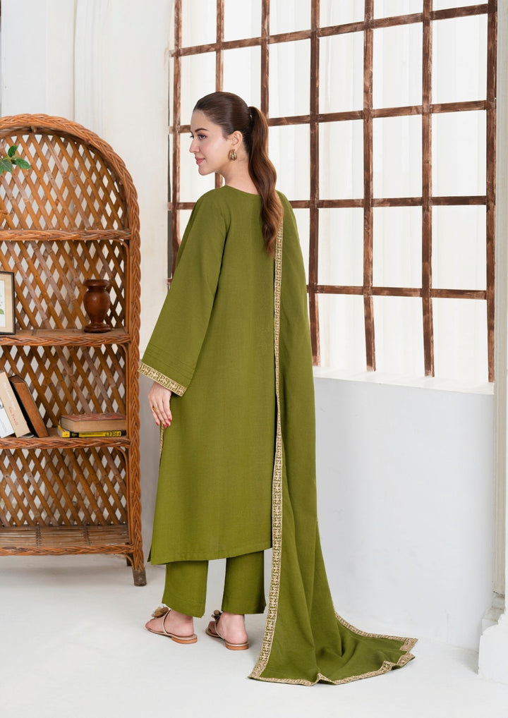 3Pc Tilla Embroidered Silk Karandi with Tilla Embroidered Border Shawl AML-W25-0015