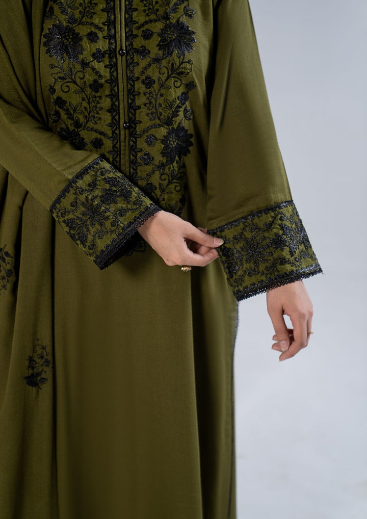 3Pc Embroidered Alpine Karandi Olive Green SAY-W26-0019