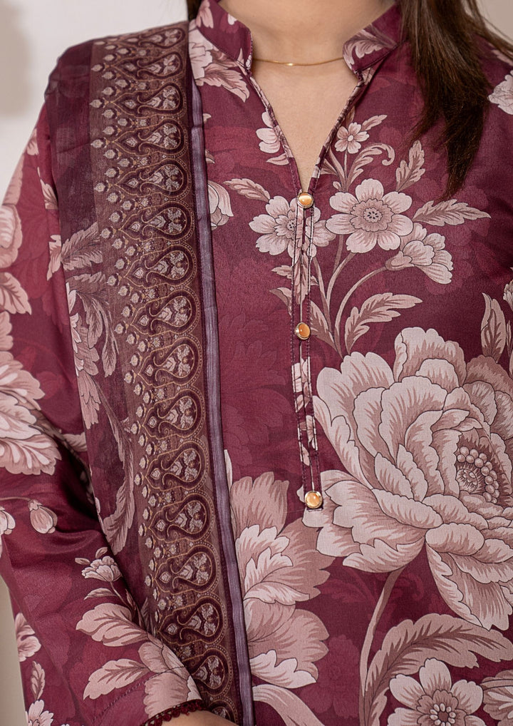 3Pc Printed Arabic Silk Lawn with Chiffon Dupatta Gulmeena-G26-0003