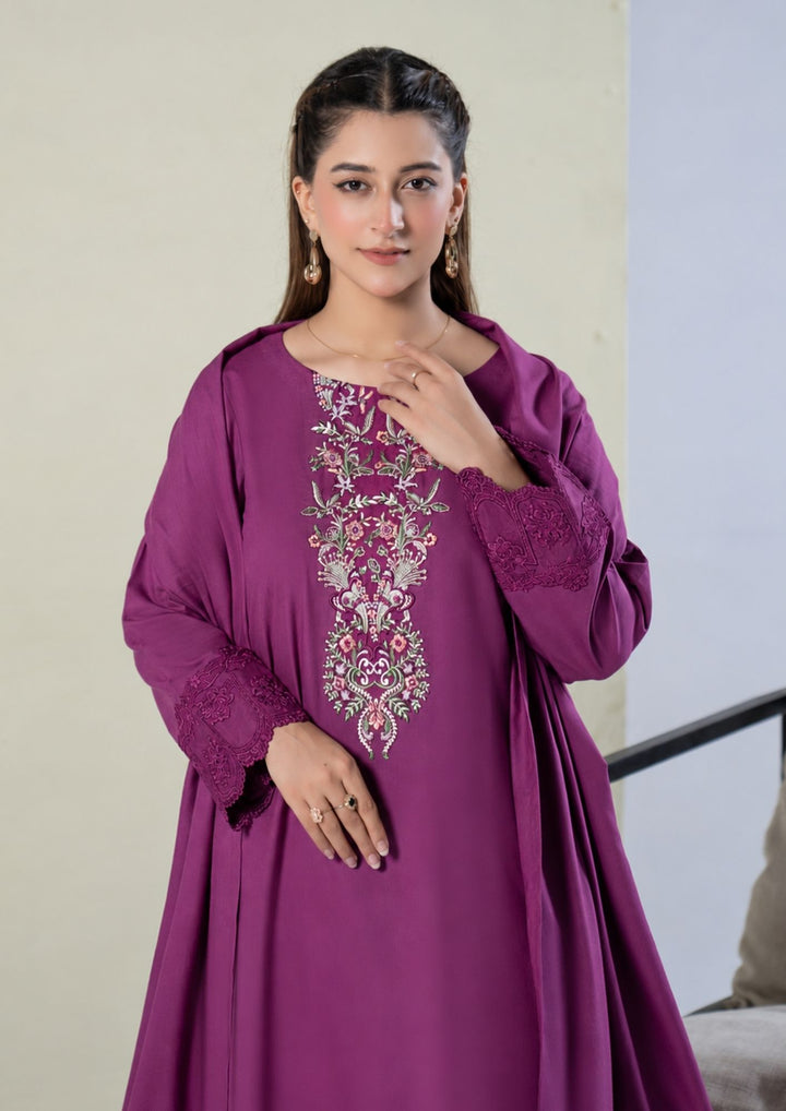 3Pc Embroidered Alpine Karandi Magenta SAY-W26-0020