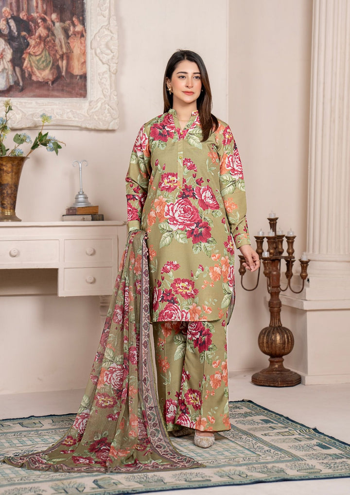 3Pc Printed Arabic Silk Lawn with Chiffon Dupatta Gulmeena-G26-0005