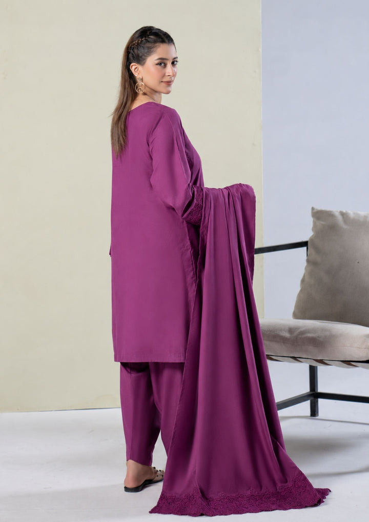 3Pc Embroidered Alpine Karandi Magenta SAY-W26-0020