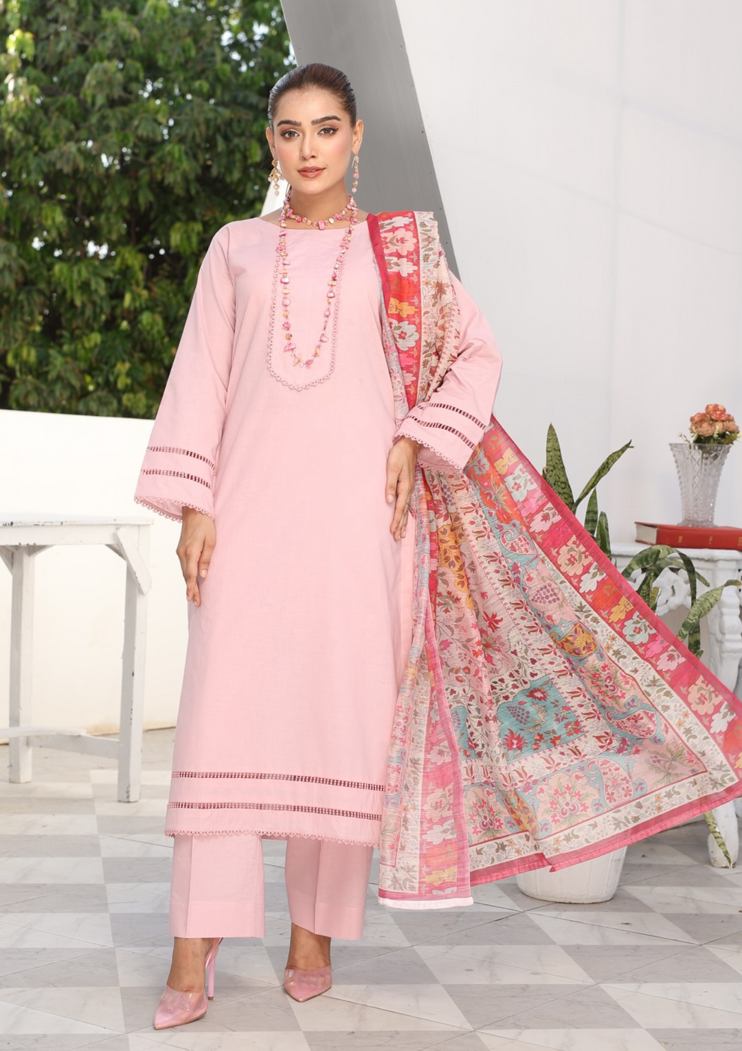 3Pc Plain Lawn with Slub Monark Dupatta MONARK-R24-0005