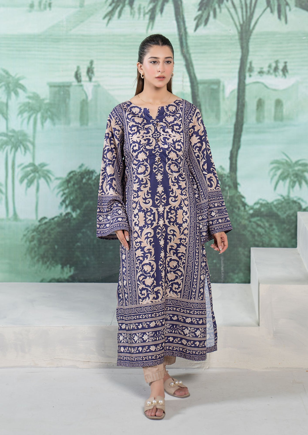 1Pc Digital Print Arabic Lawn Kaftan JUPITER-S26-0009