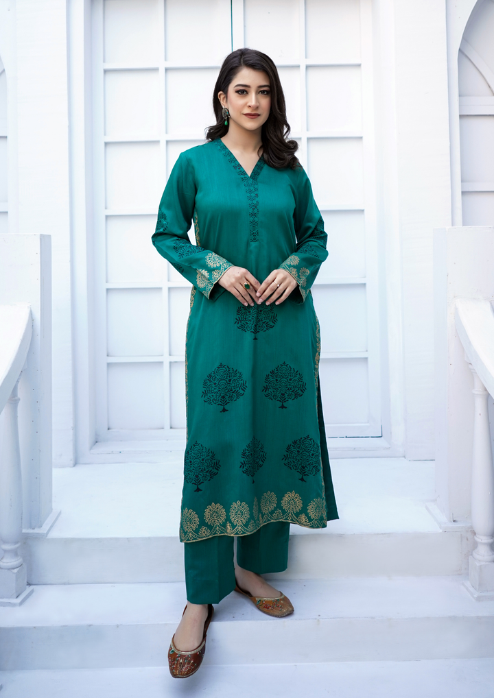 2Pc Block Printed Silk Viscose JASHAN-S25-0020
