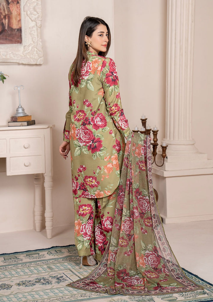 3Pc Printed Arabic Silk Lawn with Chiffon Dupatta Gulmeena-G26-0005