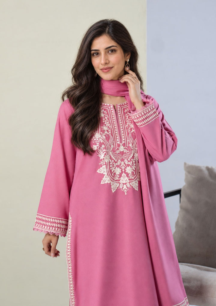 3Pc Embroidered Alpine Karandi Pink SAY-W26-0021