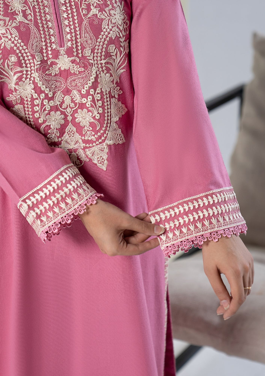 3Pc Embroidered Alpine Karandi Pink SAY-W26-0021