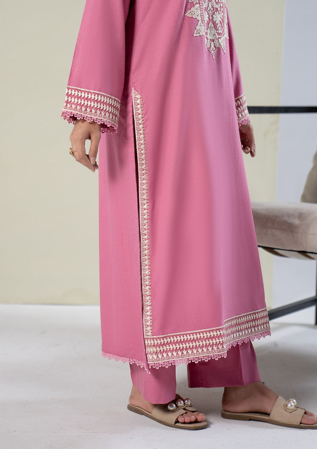 3Pc Embroidered Alpine Karandi Pink SAY-W26-0021