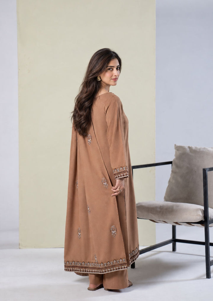 3Pc Embroidered Alpine Karandi Chikoo SAY-W26-0022