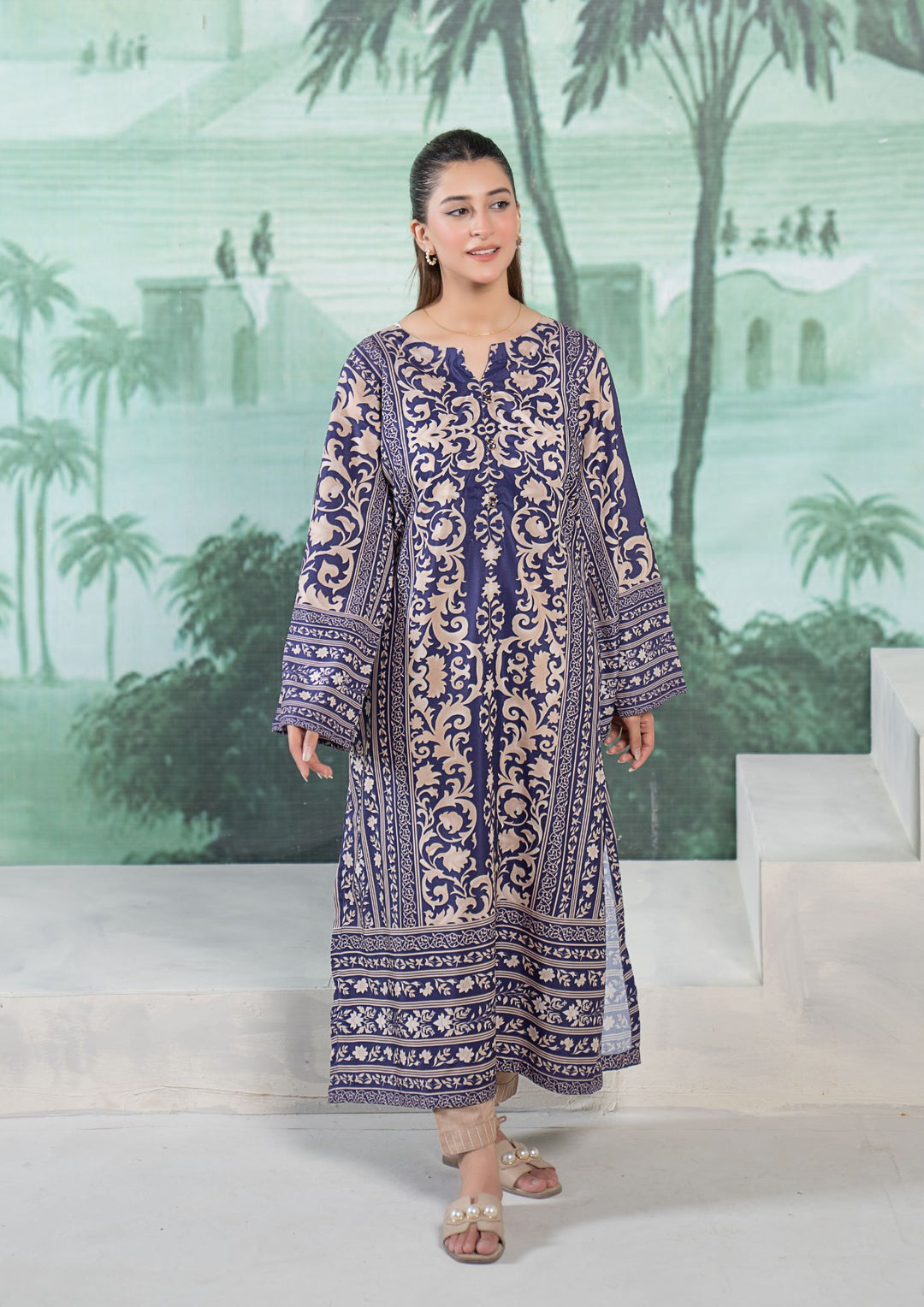 1Pc Digital Print Arabic Lawn Kaftan JUPITER-S26-0009