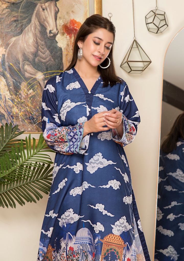 2Pc Printed Arabic Silk Lawn Set ASLS-A25-0006
