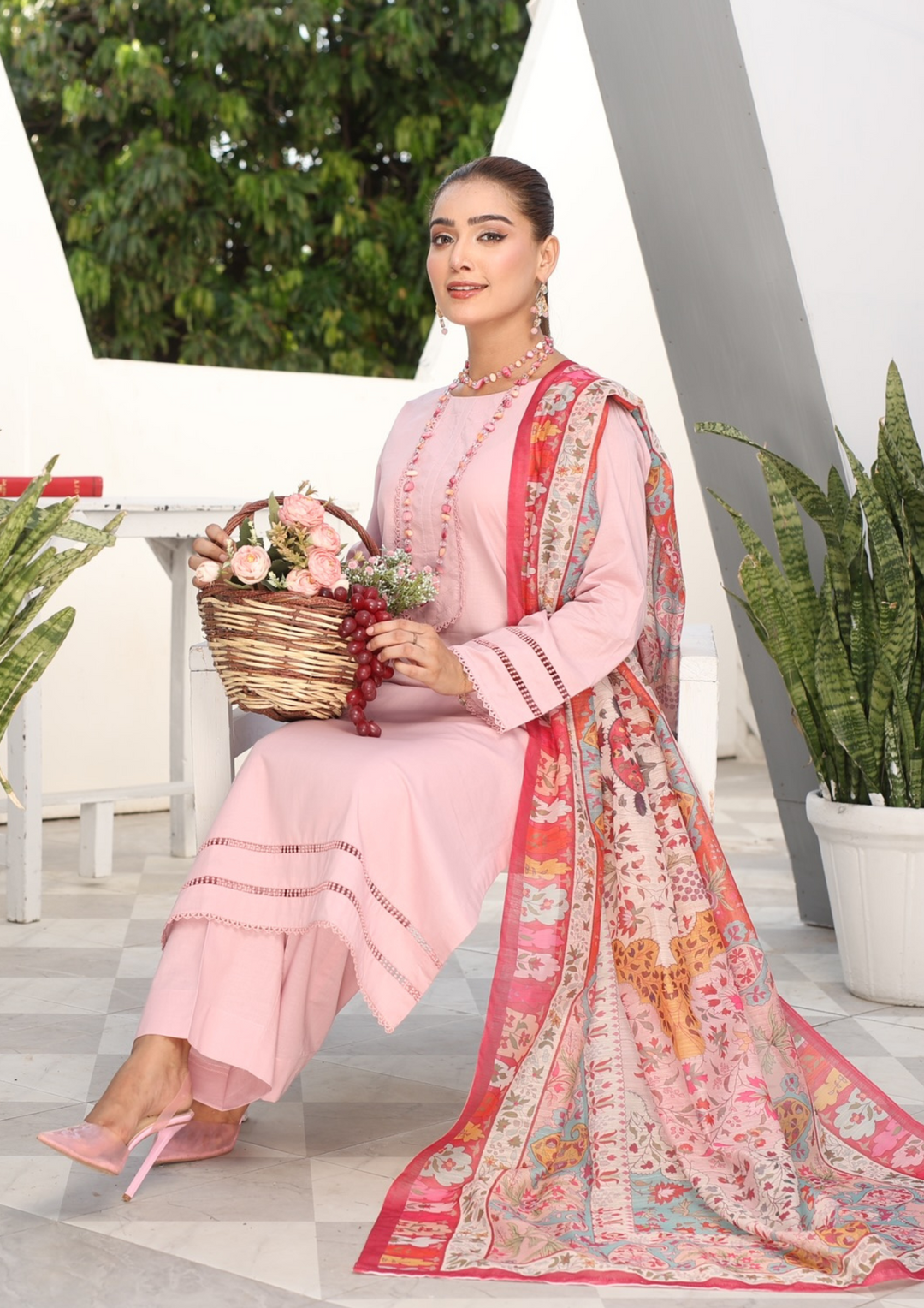 3Pc Plain Lawn with Slub Monark Dupatta MONARK-R24-0005