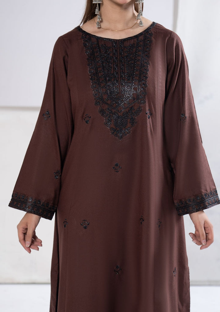 3Pc Embroidered Alpine Karandi Chocolate SAY-W26-0002