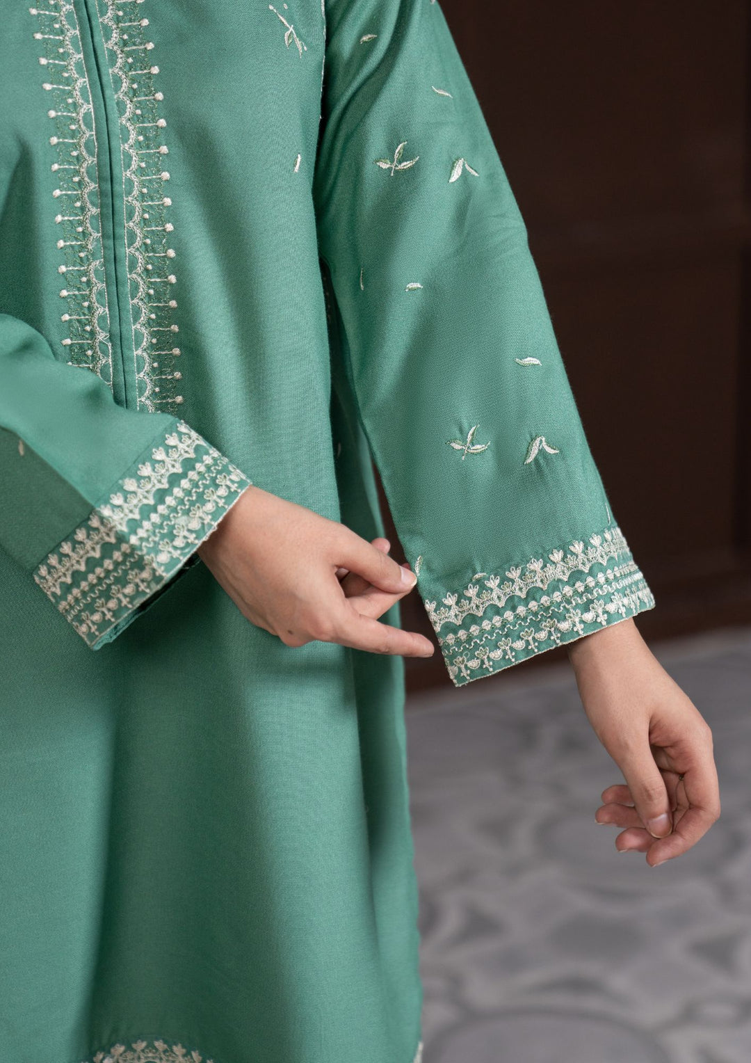 2Pc Multi Embroidered Alpine Marina Sea Green SAY-W26-0030