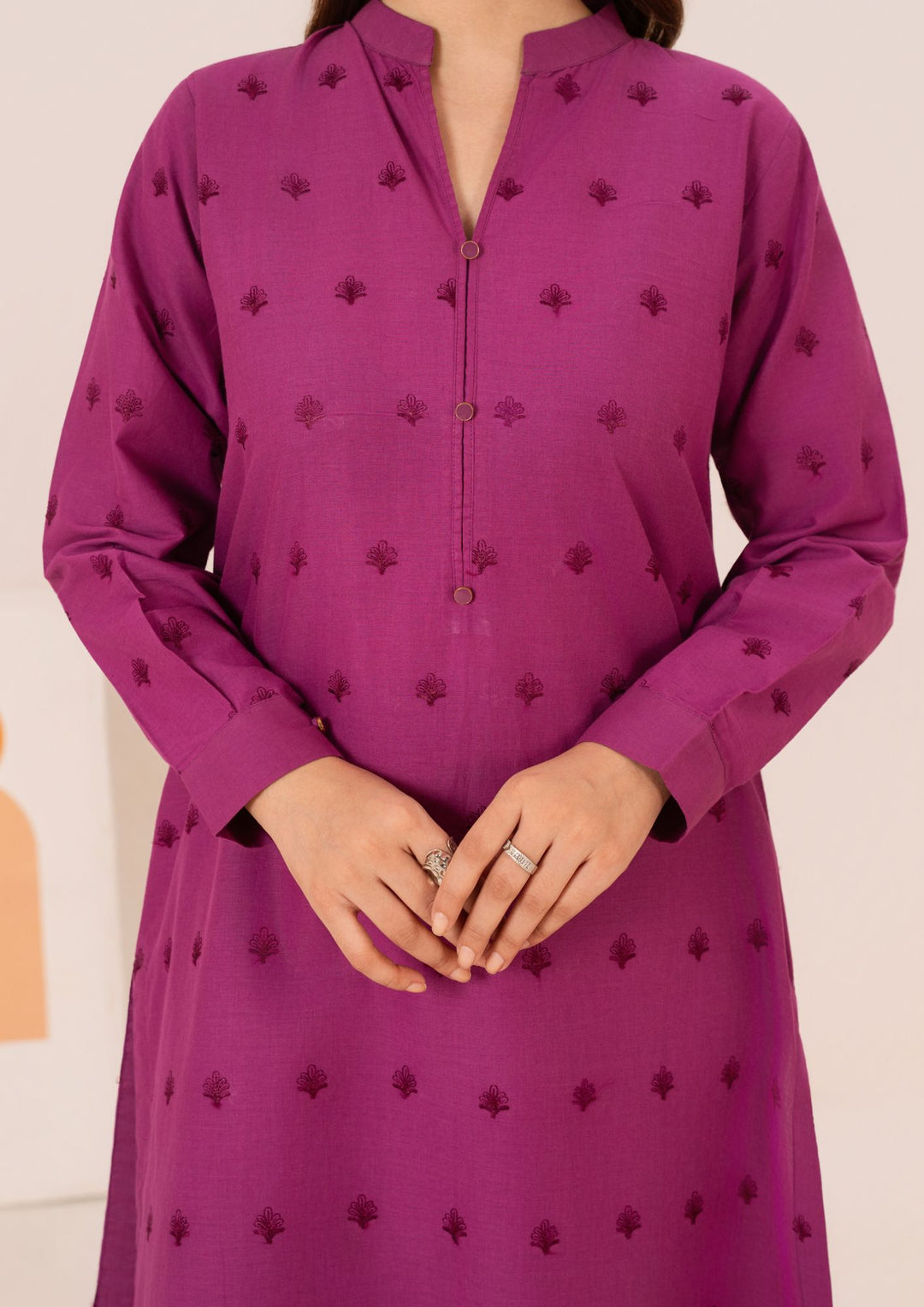 2pc Schiffli Embroidered Cambric Magenta Set Rozana-W25-0027
