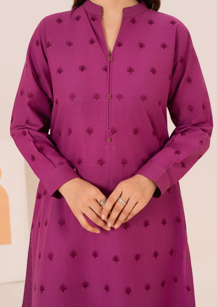 2pc Schiffli Embroidered Cambric Magenta Set Rozana-W25-0027