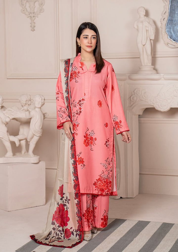3Pc Printed Arabic Silk Lawn with Chiffon Dupatta Gulmeena-G26-0007