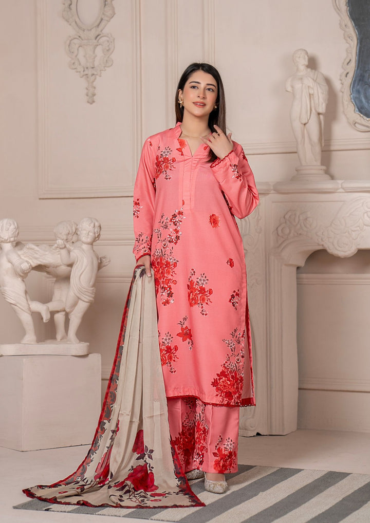 3Pc Printed Arabic Silk Lawn with Chiffon Dupatta Gulmeena-G26-0007