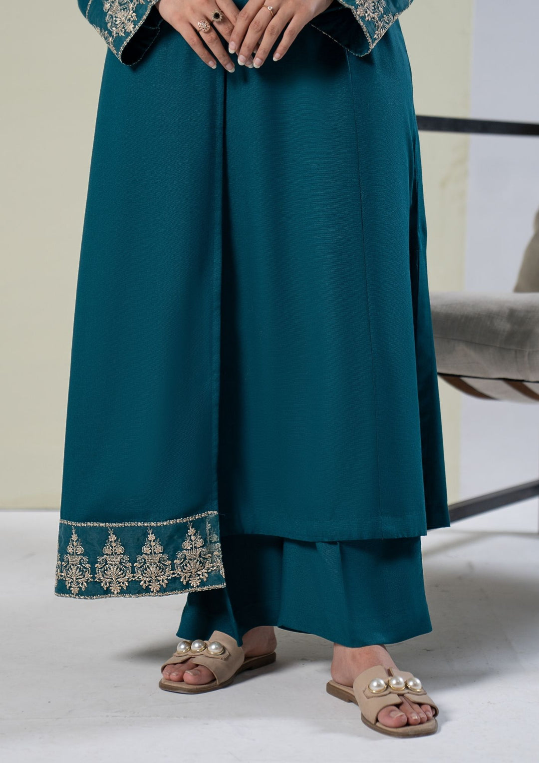 3Pc Embroidered Alpine Karandi Sea Green SAY-W26-0023