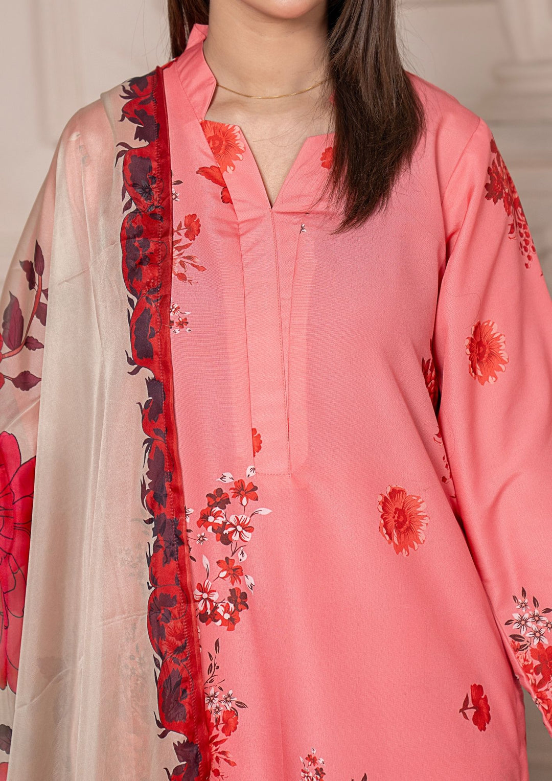 3Pc Printed Arabic Silk Lawn with Chiffon Dupatta Gulmeena-G26-0007