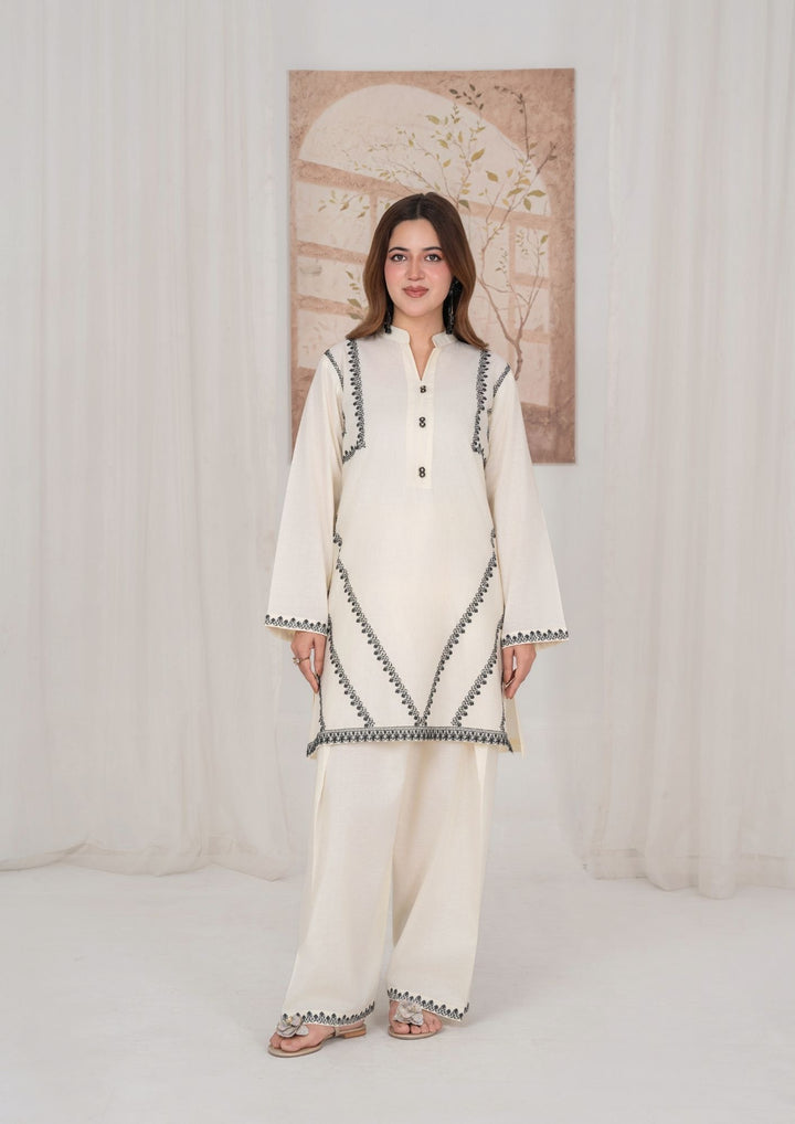 2Pc White Embroidered Lawn vanilla RIW-R26-0021