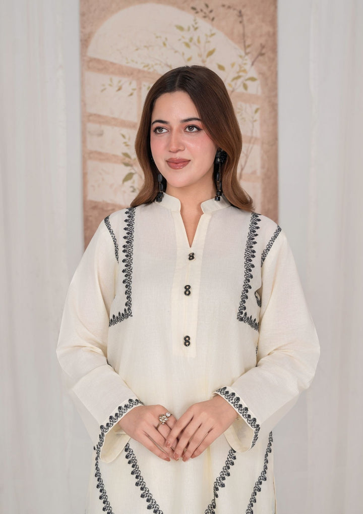 2Pc White Embroidered Lawn vanilla RIW-R26-0021