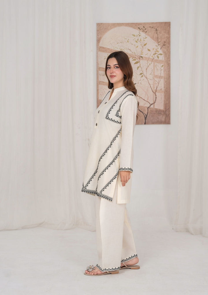 2Pc White Embroidered Lawn vanilla RIW-R26-0021