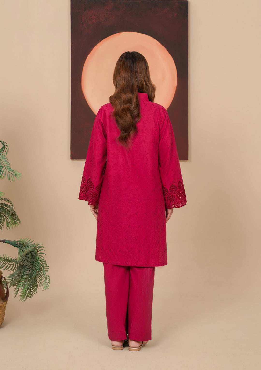 2pc Schiffli Embroidered Cambric Carrot Set | BASANT-B25-0007