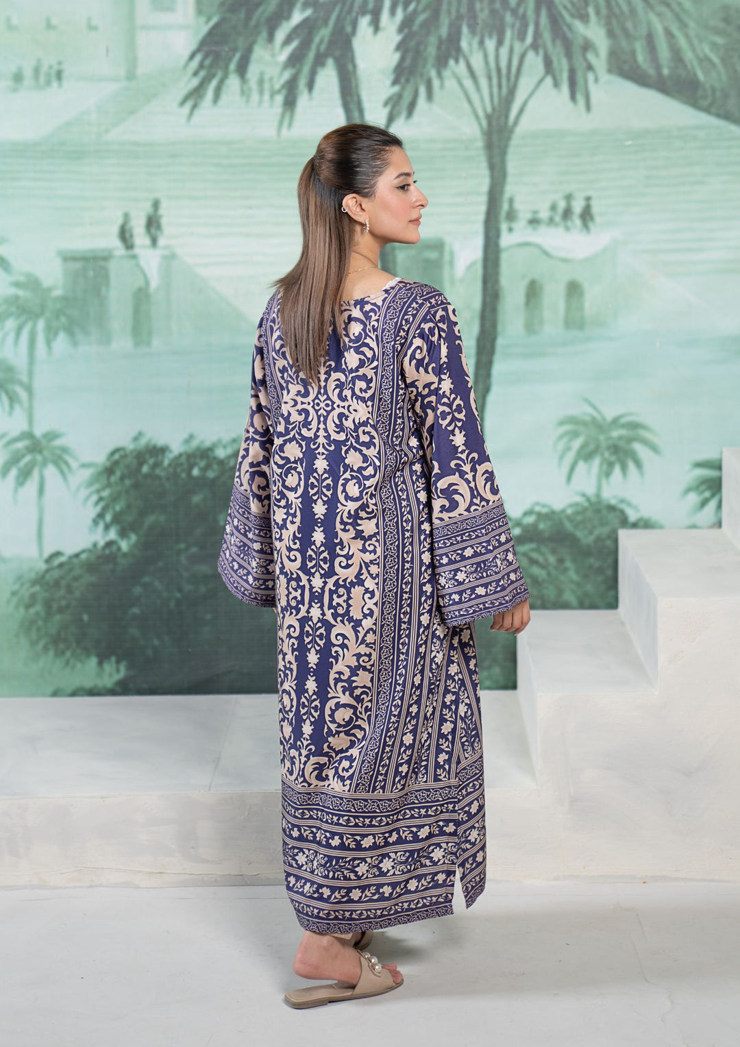 1Pc Digital Print Arabic Lawn Kaftan JUPITER-S26-0009