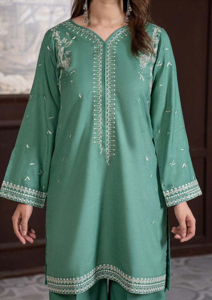 2Pc Multi Embroidered Alpine Marina Sea Green SAY-W26-0030