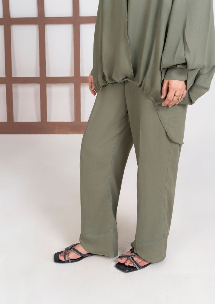 2PC Olive Georgette Co-ord Set JUPITER-F25-0007