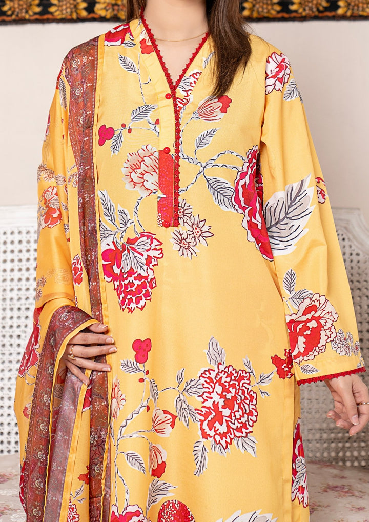 3Pc Printed Arabic Silk Lawn with Chiffon Dupatta Gulmeena-G26-0008
