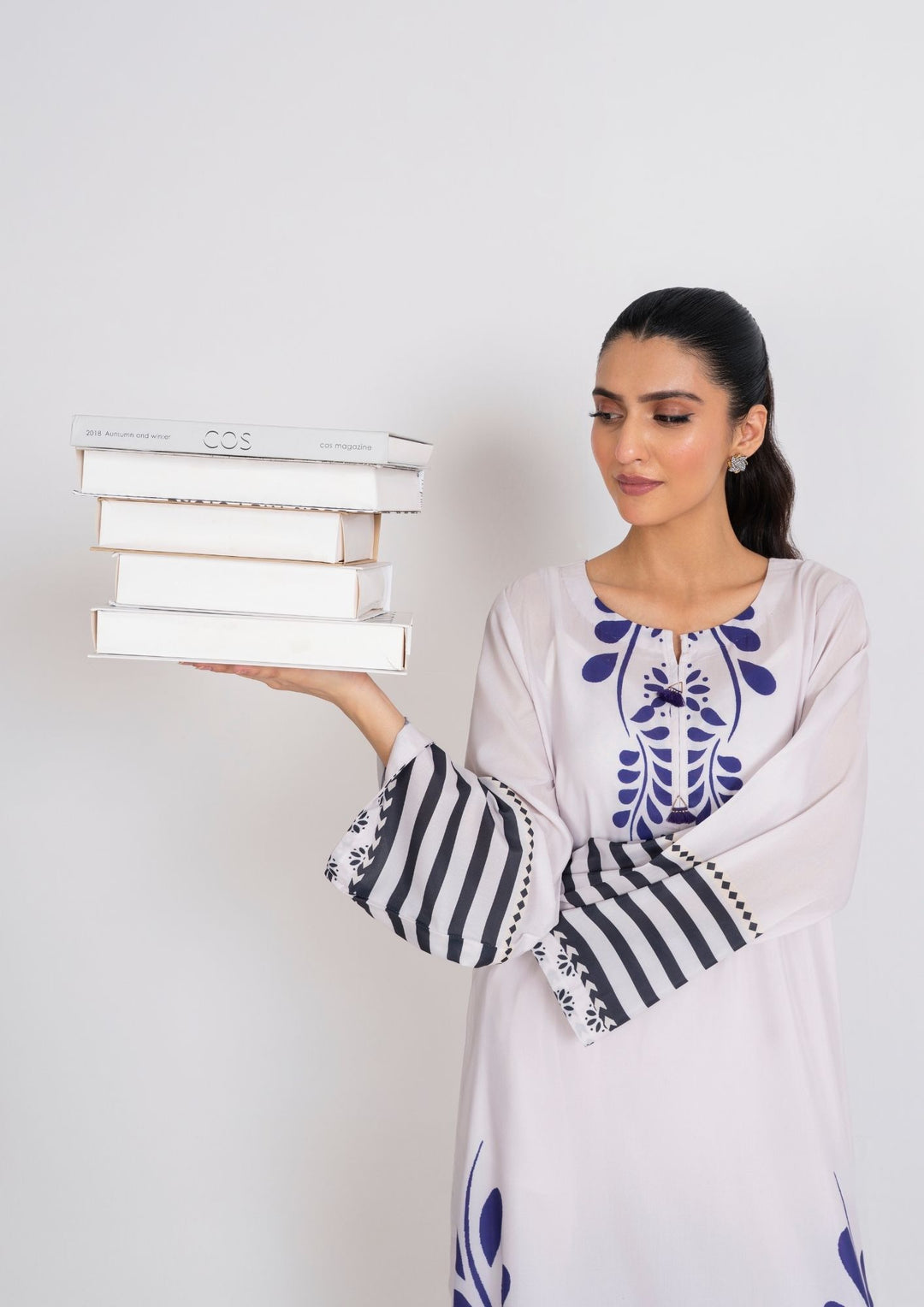 2Pc Ivory Bloom Swiss Silk Long Shirt with trouser JUPITER-F25-0012
