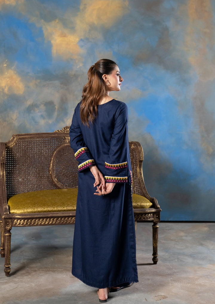 2Pc Embroidered Alpine Karandi Navy SAY-W26-0024