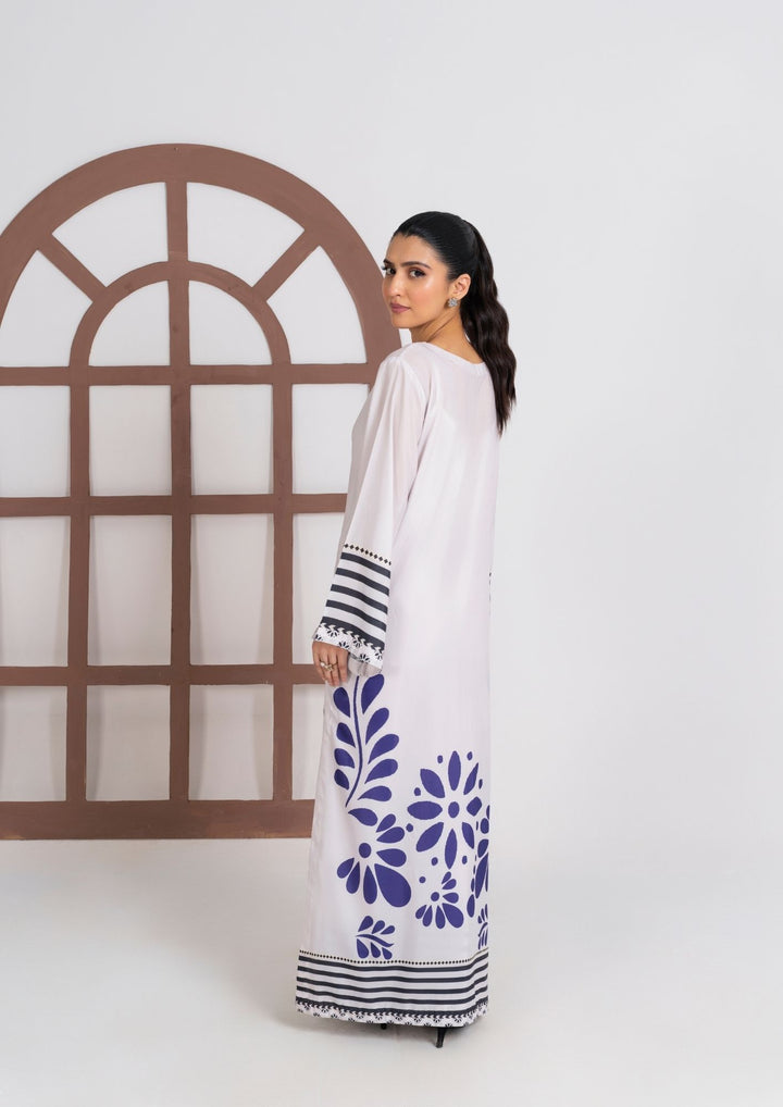 2Pc Ivory Bloom Swiss Silk Long Shirt with trouser JUPITER-F25-0012
