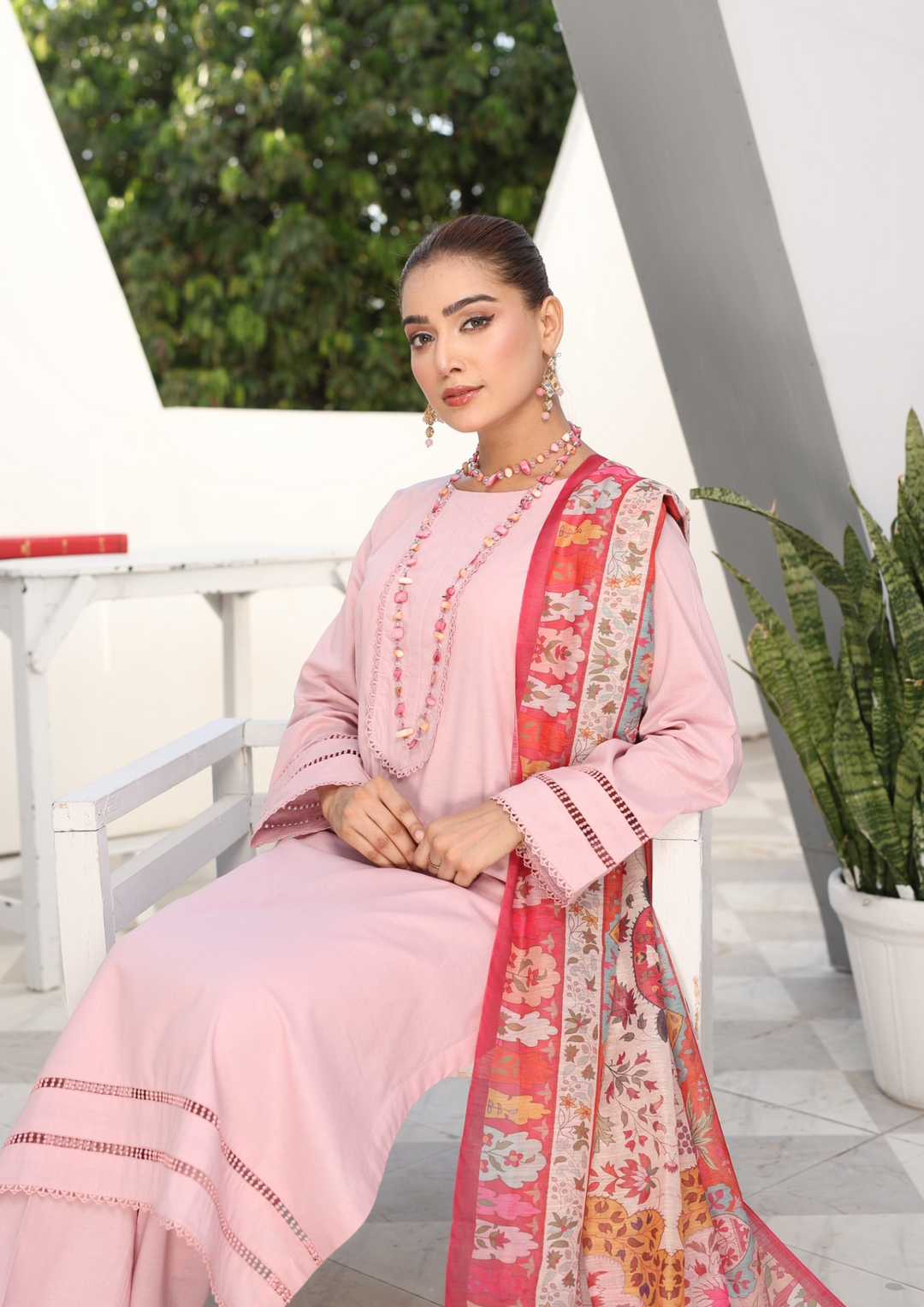 3Pc Plain Lawn with Slub Monark Dupatta MONARK-R24-0005