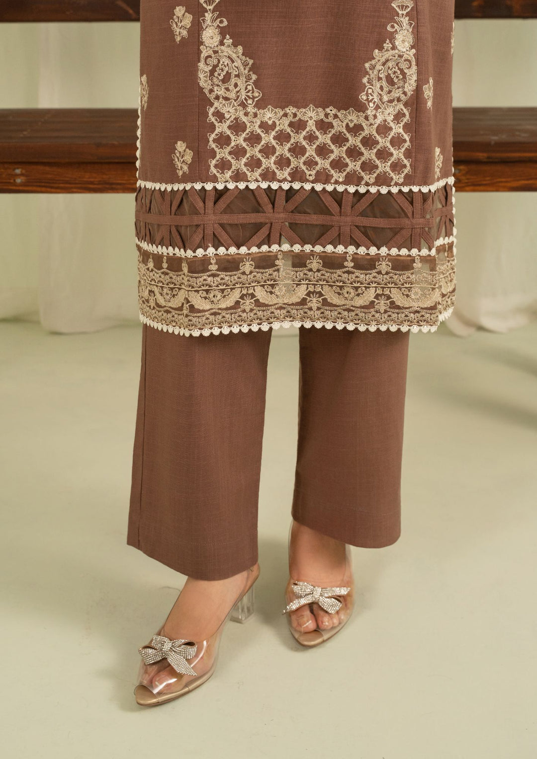 3Pc Khaddar Embroidered with Khaddar Shawl Brown AFP-A25-0013